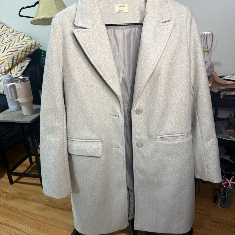 Ardene Light Gray Single-Breasted Pea Coat